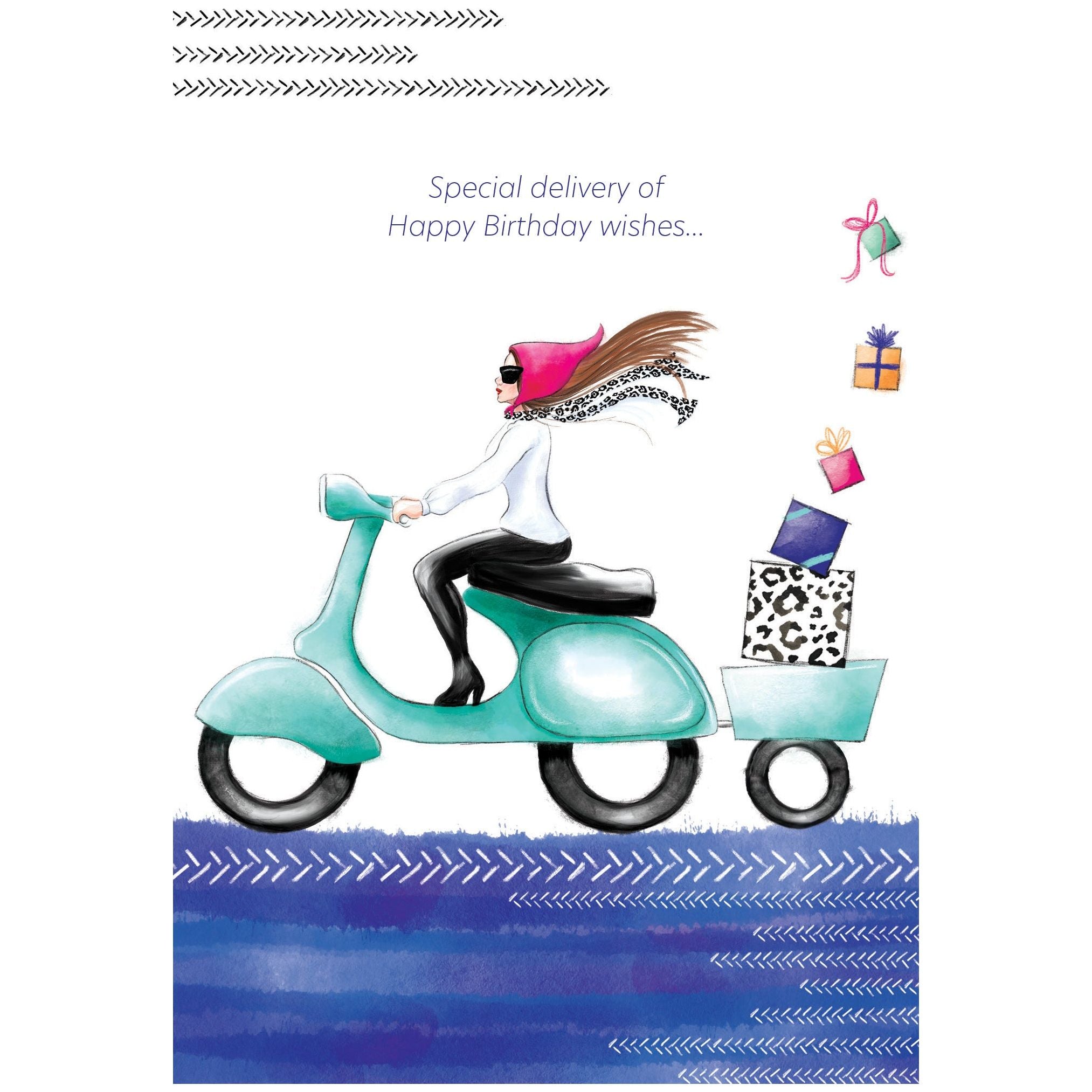 Cobalt Scooter Birthday Card - Cardmore